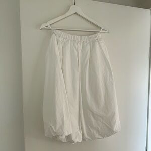 Aritzia White Smocked Bubble Midi Skirt